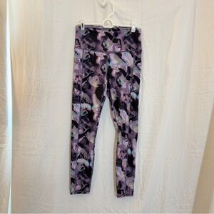 GAIAM Purple Watercolor High Waist Leggings Women’s Small Pocket Yoga Athletic